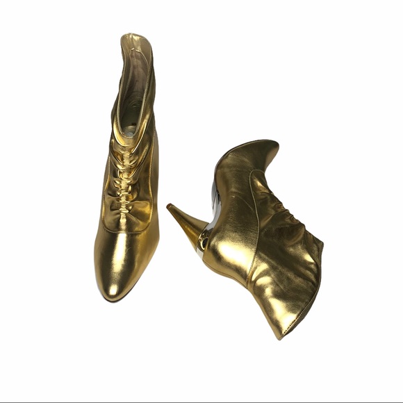 Michael Antonio Metallic Gold “SMUSH” Booties 8 - Picture 12 of 15